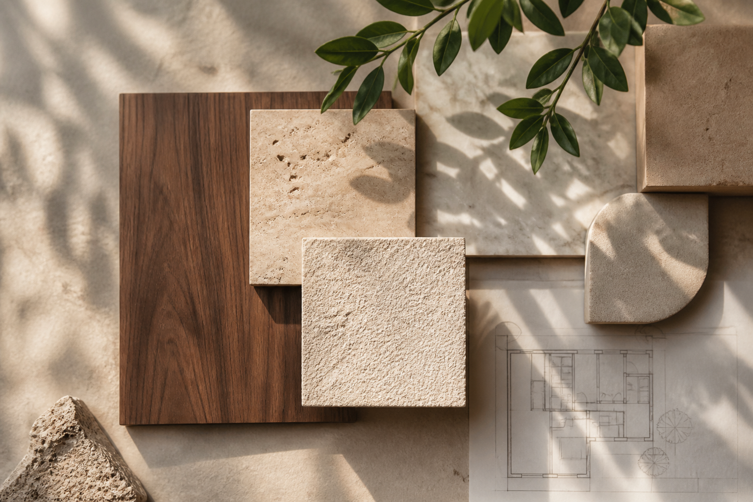 Material board for Courtyard House with the project’s principal finishes