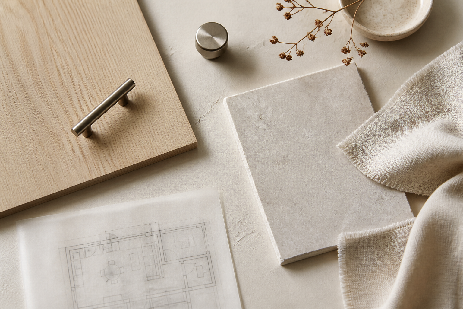 Material board for Northlight Apartment with the project’s principal finishes
